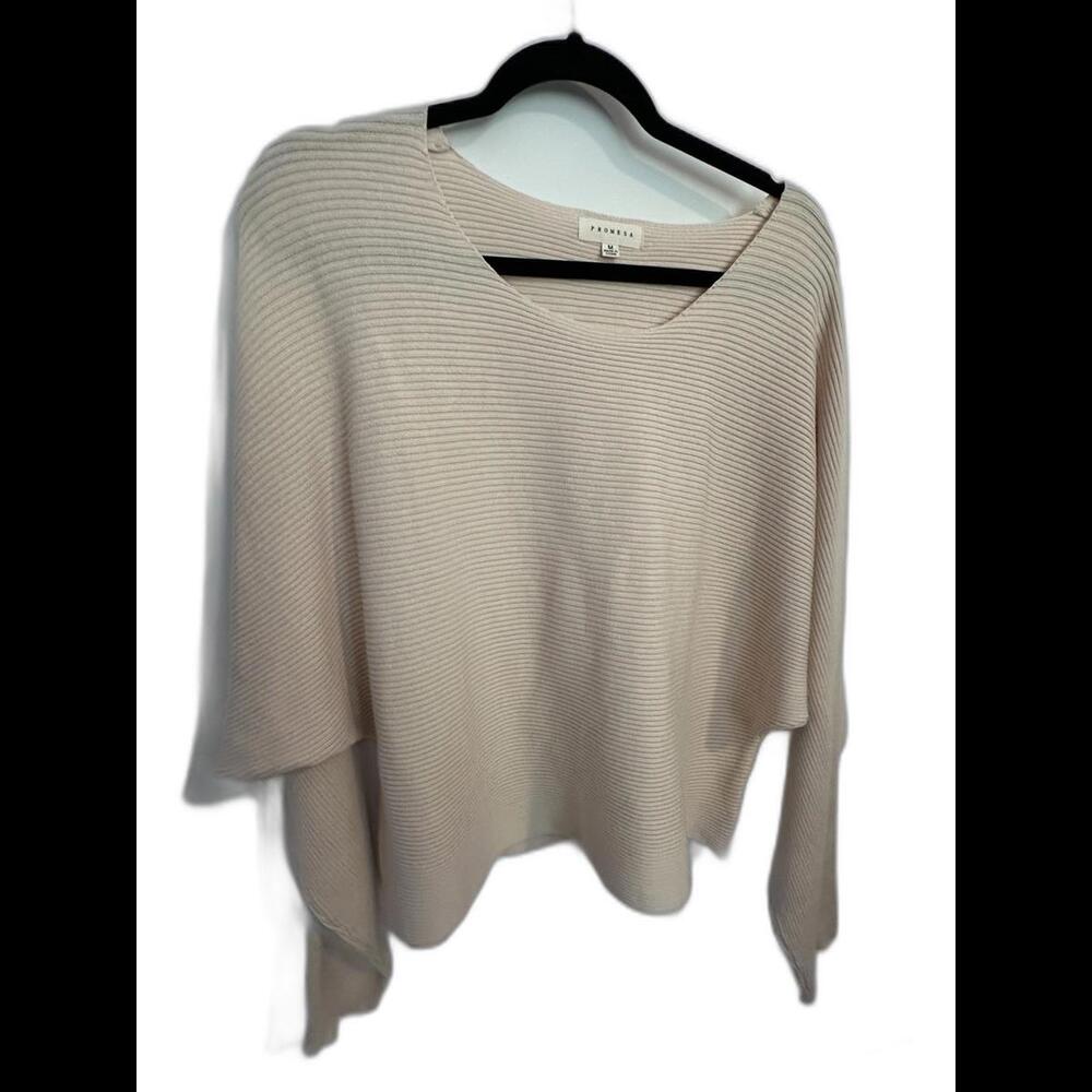 Promesa Cream Ribbed Long Sleeve Top Size Medium